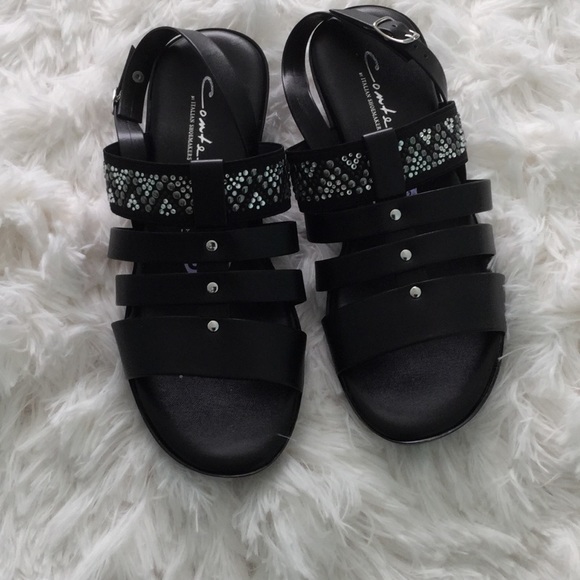 Comtesa- Black 1 1/2” Wedge Sandals - Picture 3 of 8